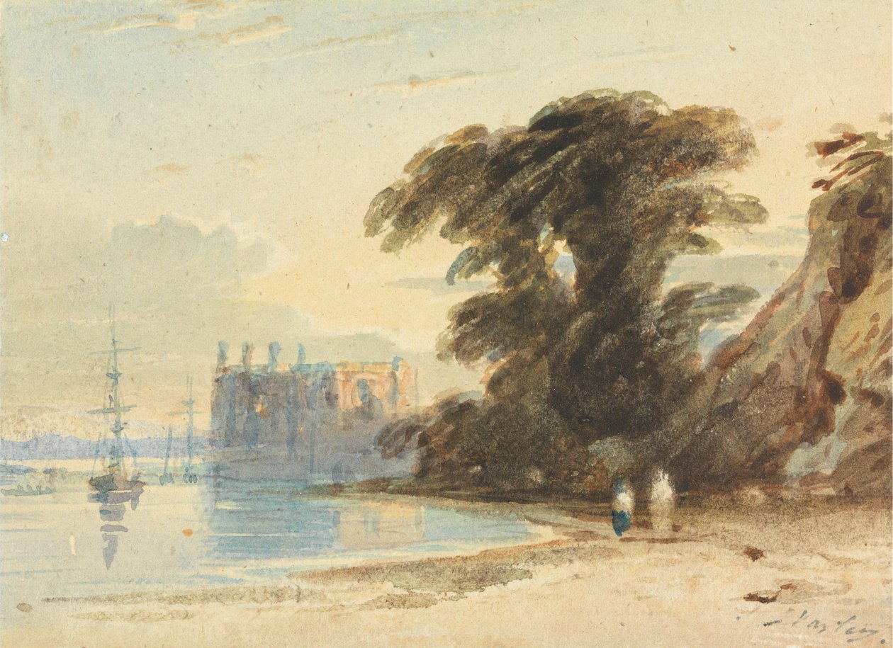 Paisagem fluvial com figuras de John Varley
