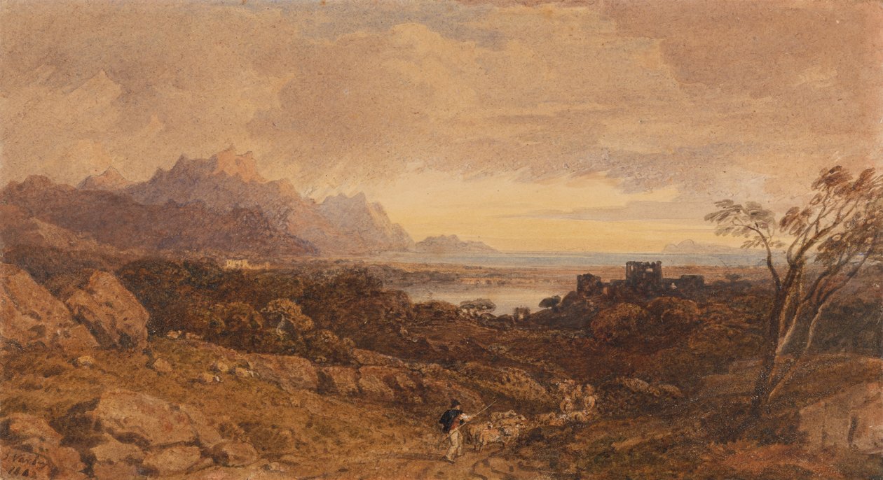 Paisagem Romântica com Montanhas Distantes de John Varley