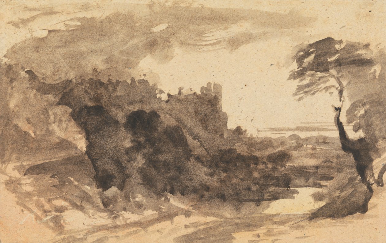 Paisagem Somática com um Castelo e uma Árvore à Direita de John Varley