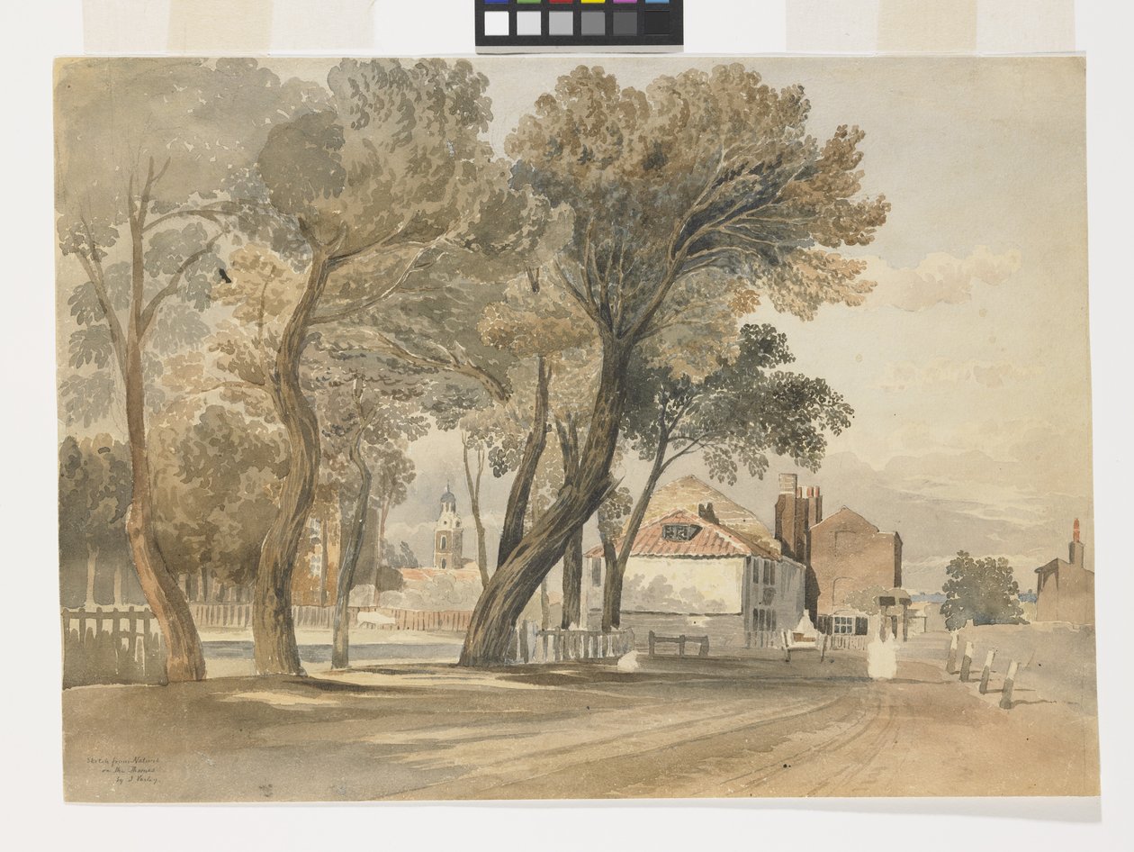 Sketch From Nature On The Thames (Chelsea) (aguarela sobre lápis em papel branco) de John Varley