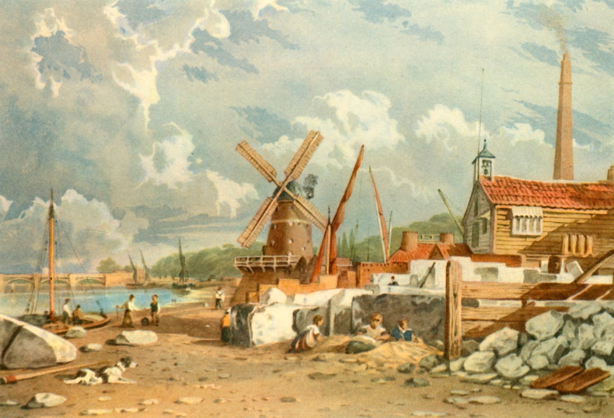Randalls Flint Mill, Nine Elms, Battersea, 1830, 1947.   de John Varley I