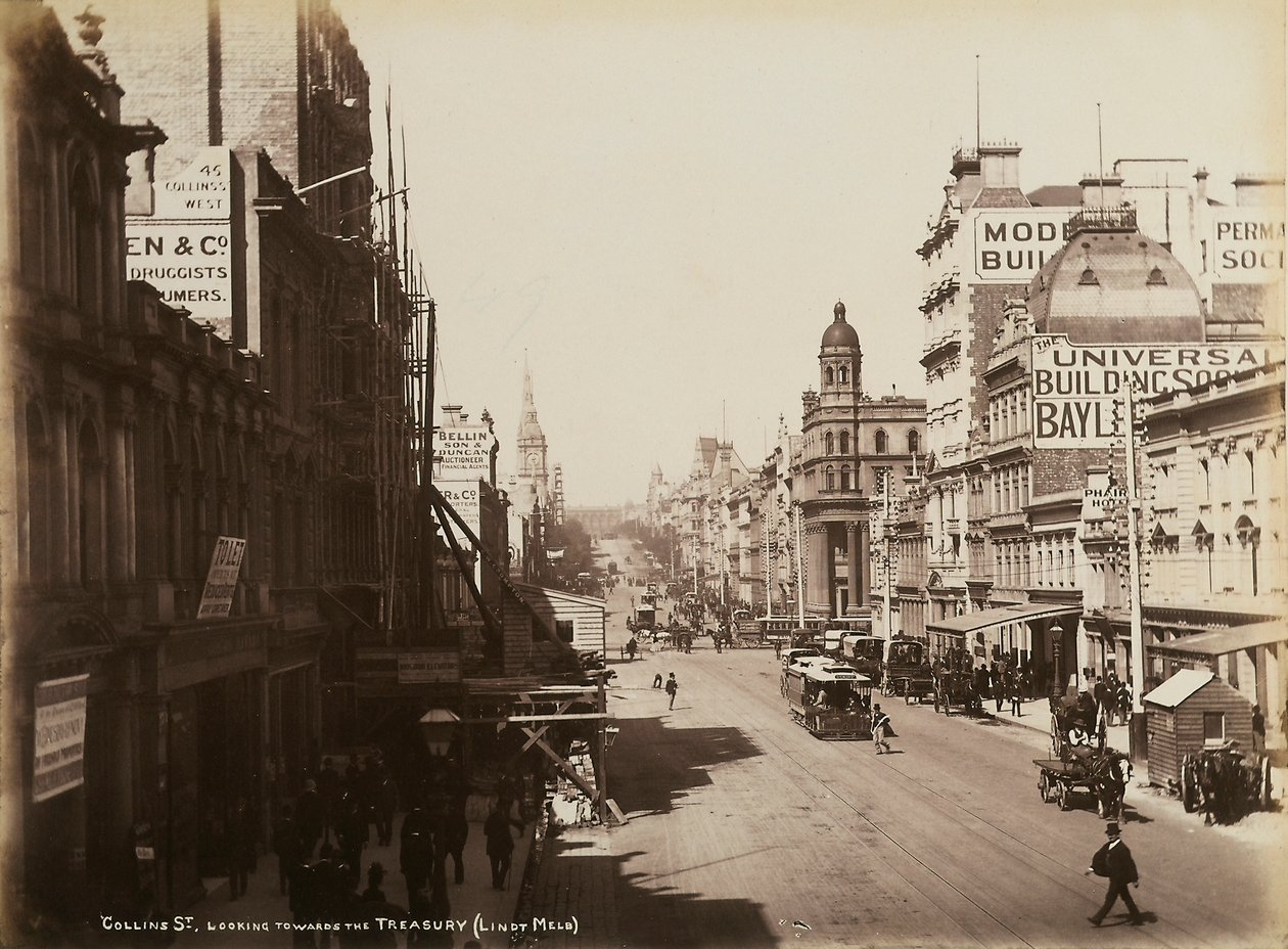 Collins Street, Melbourne, c.1880 de John W. Lindt