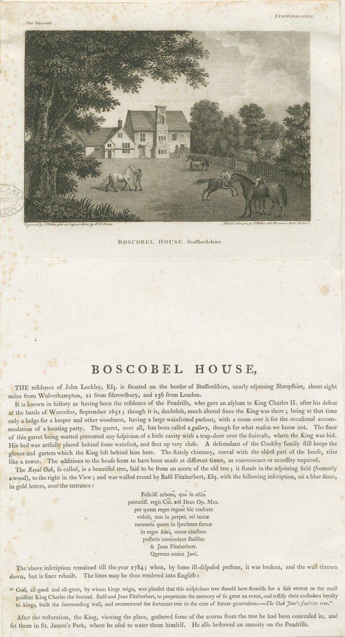 Casa de Boscobel: gravura, nd [1 de novembro de 1800] de John Walker