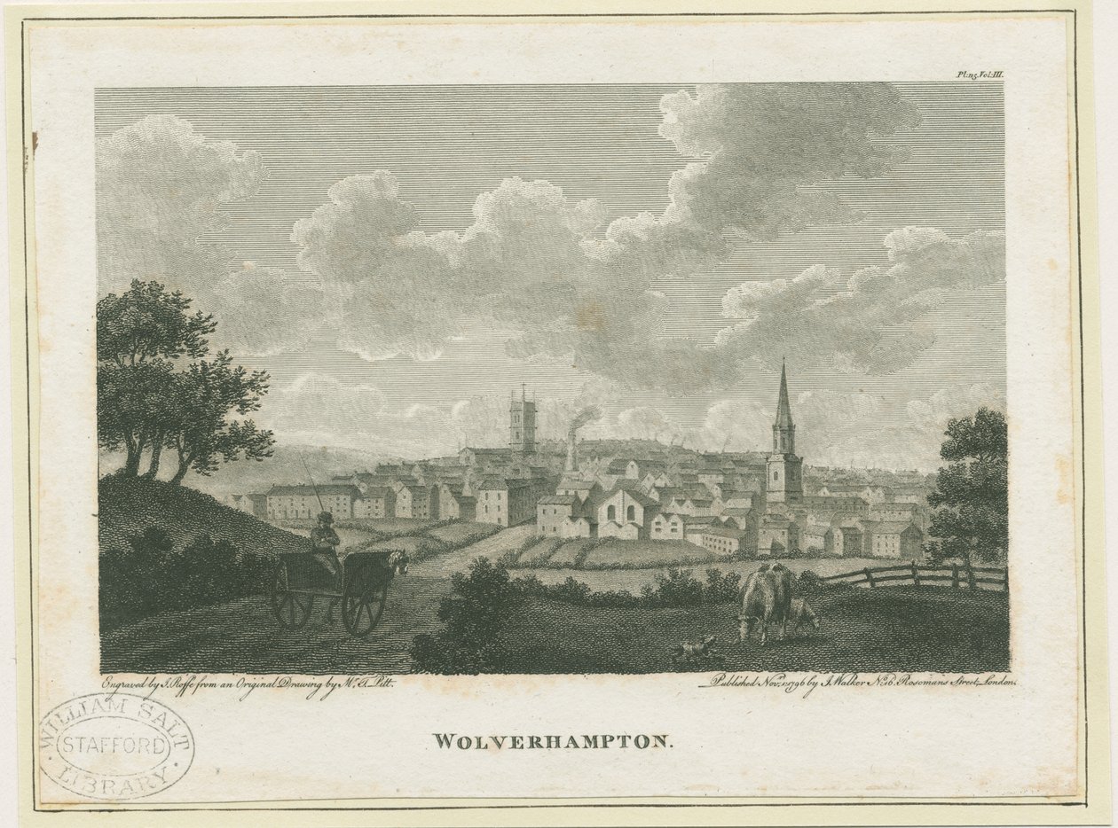 Wolverhampton - Sudoeste Vista: gravura, nº [c 1796] de John Walker