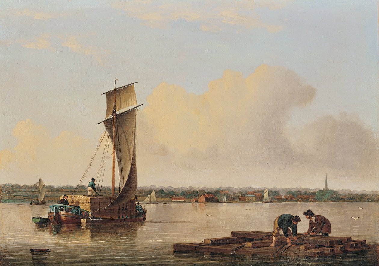 A Keel on the Humber, finais da década de 1820 (óleo sobre painel) de John Ward