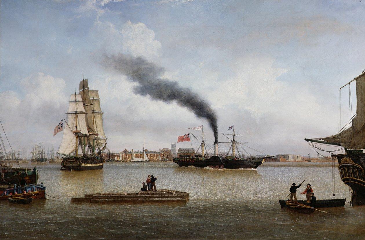 S.S. Forfarshire a sair de Hull na sua última viagem (óleo sobre tela) de John Ward