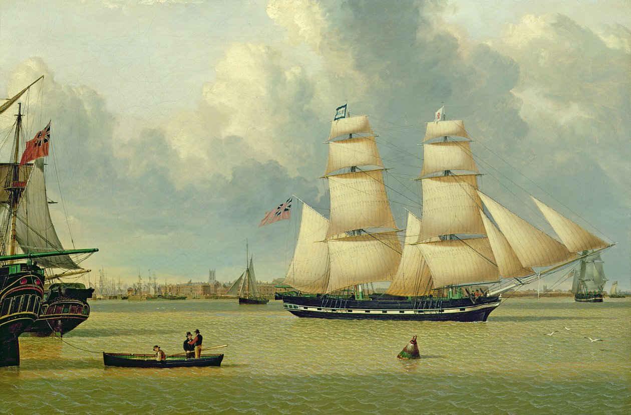 O brigue "Helen", ao largo de Hull, c.1837 (óleo sobre tela) de John Ward