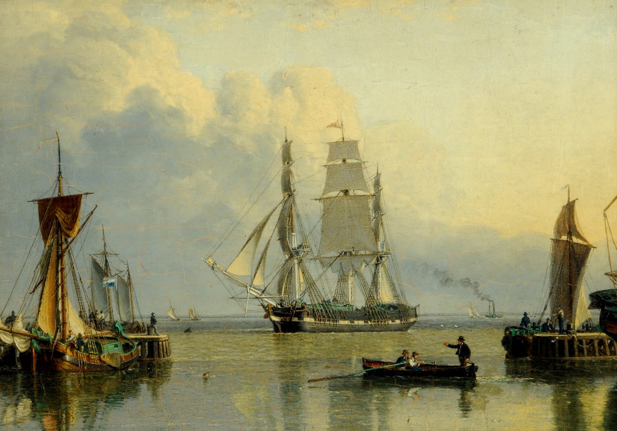 O "William Lee" a entrar na doca de Humber, Hull (óleo sobre painel) de John Ward