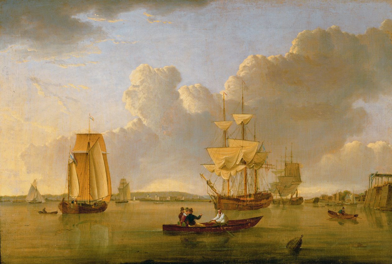Deptford on Thames com uma visão distante de Greenwich de John Ward of Hull
