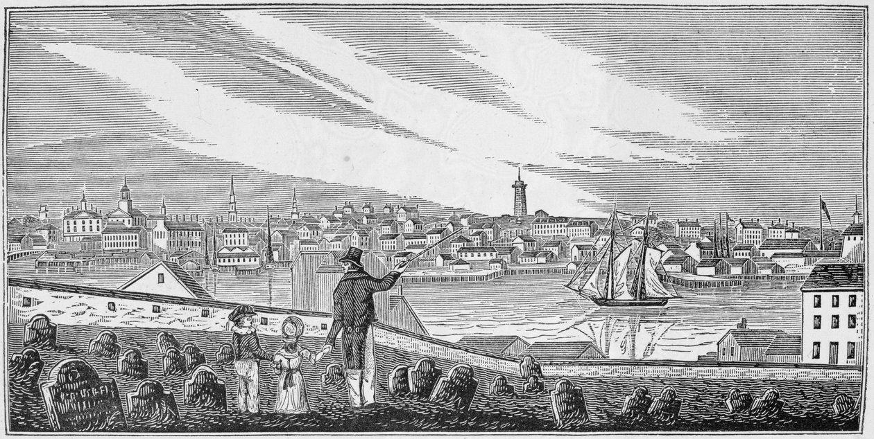Vista sul de Charlestown, de "coleções históricas de Massachusetts", por John Warner Barber, gravada por SE Brown, 1839 de John Warner Barber
