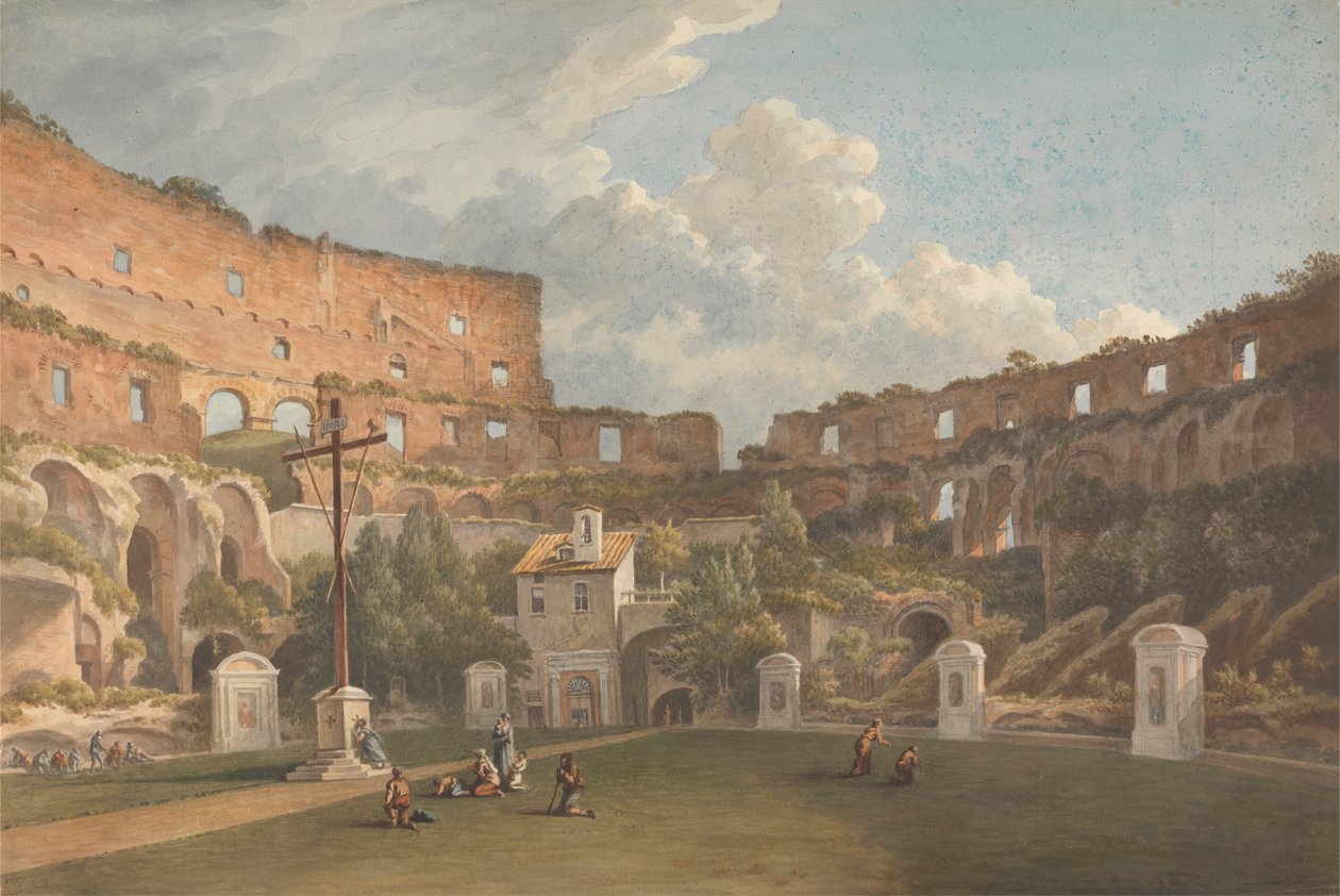 Uma Vista Interior do Coliseu, Roma de John Warwick Smith