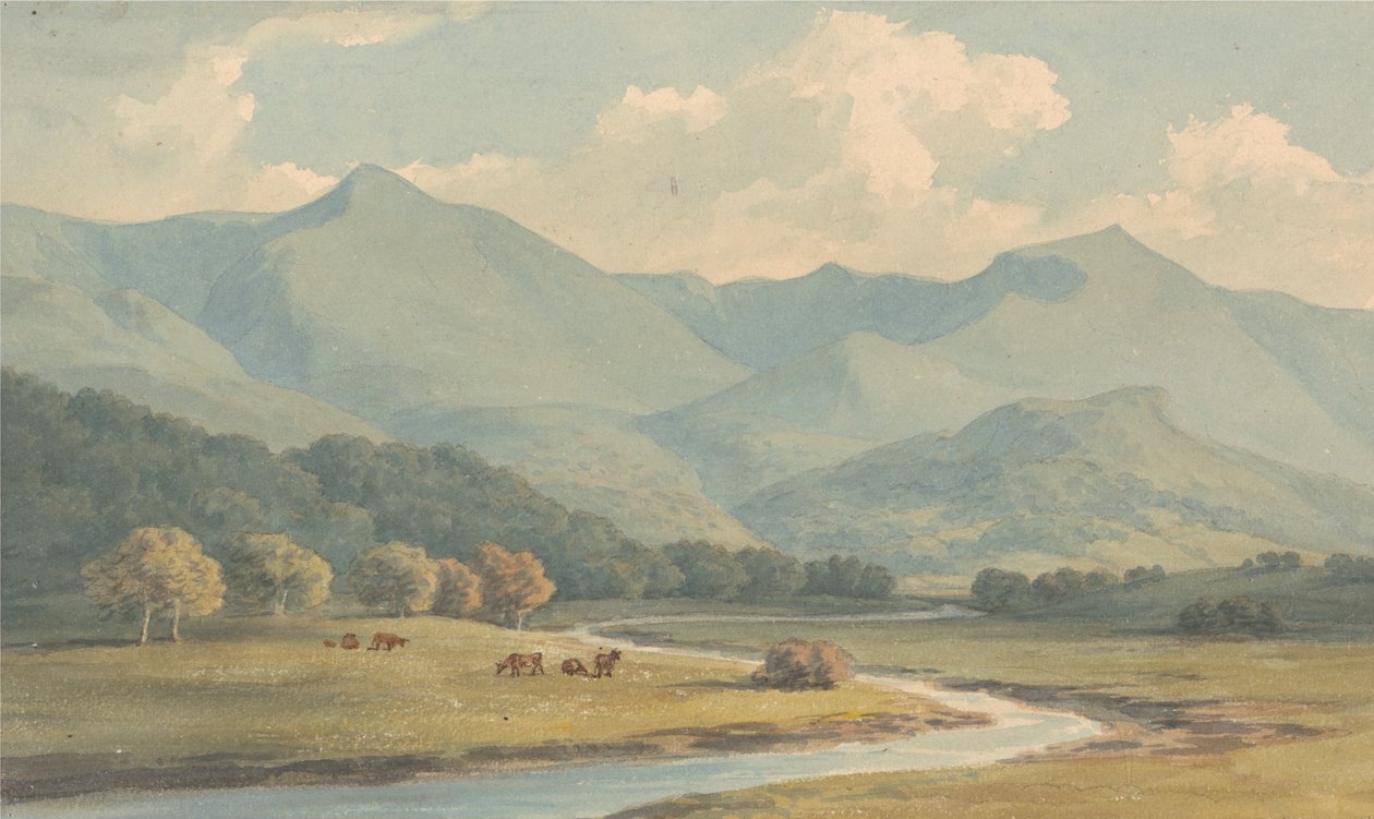 Carnedd Llewelyn e Carnedd David, Carnarvonshire, Seen Across the River Ogwen de John Warwick Smith
