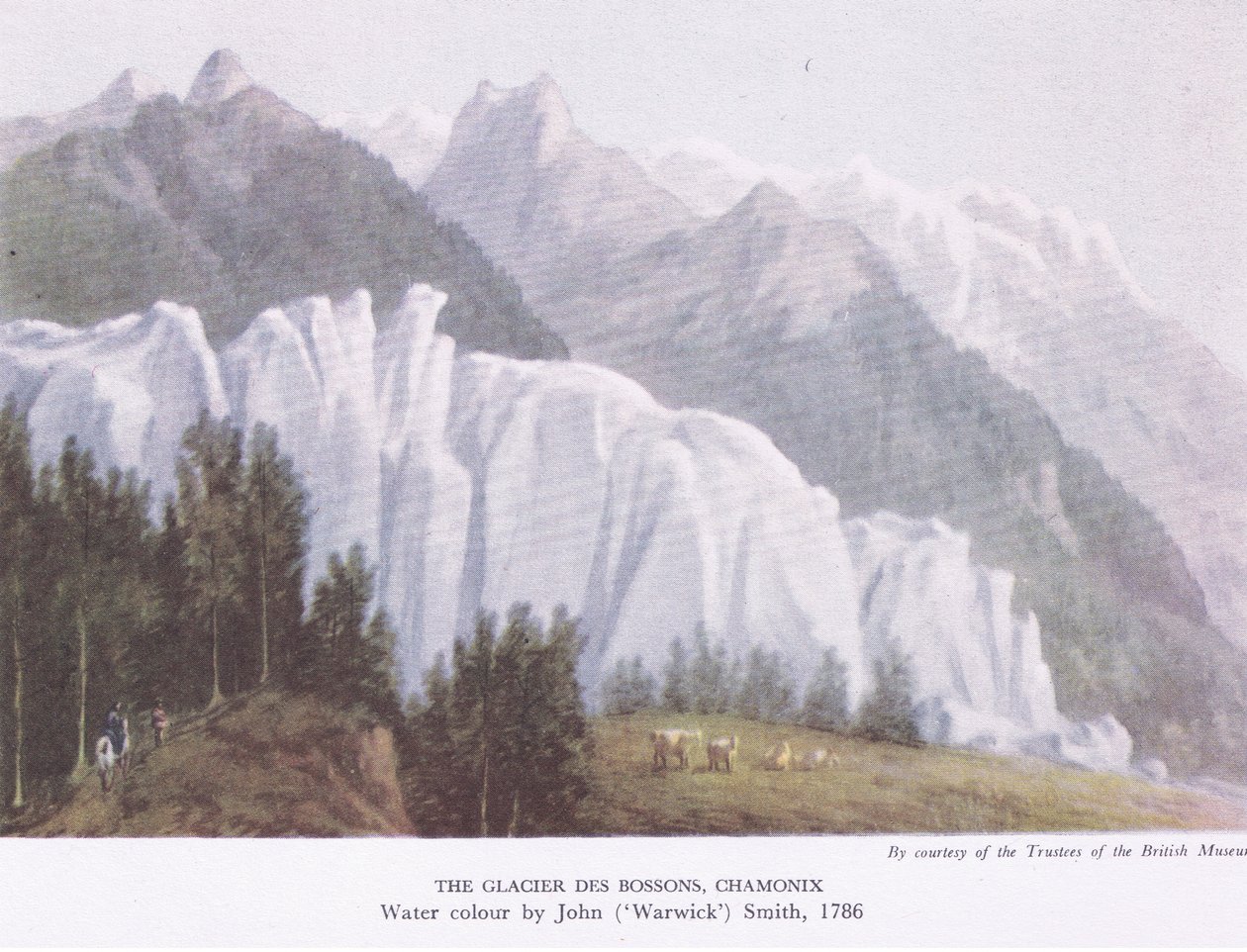 A geleira Des Bossons, Chamonix, da British Adventure publicado por Collins, 1947 de John Warwick Smith