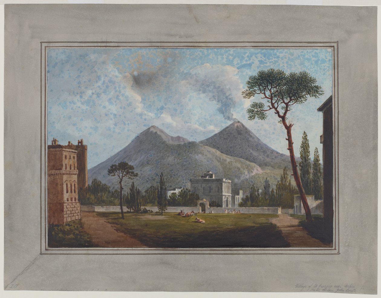 Aldeia de St Giorgio perto de Portici, c.1781 (aguarela, guache, lápis e goma-arábica sobre papel) de John Warwick Smith