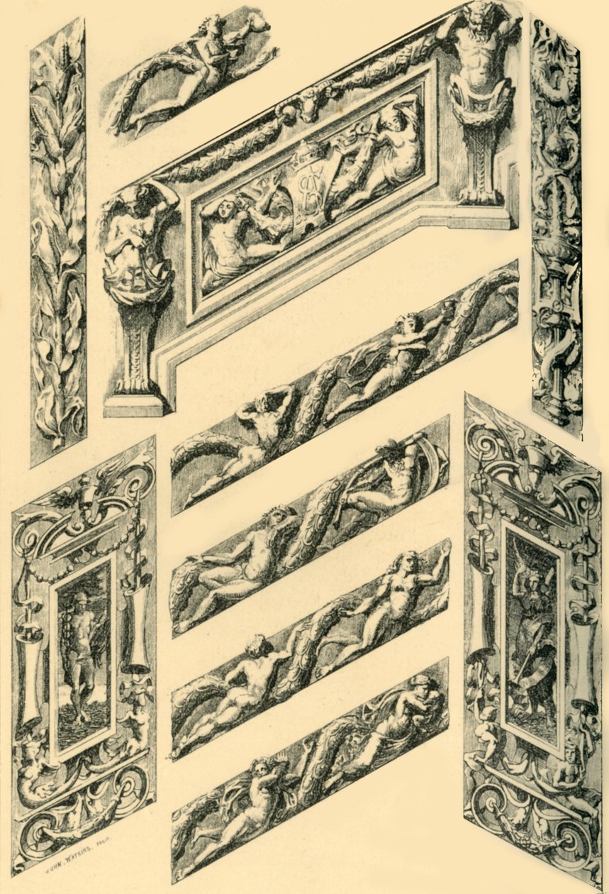 Detalhes de decoração de escadaria, c1870s, 1881. de John Watkins