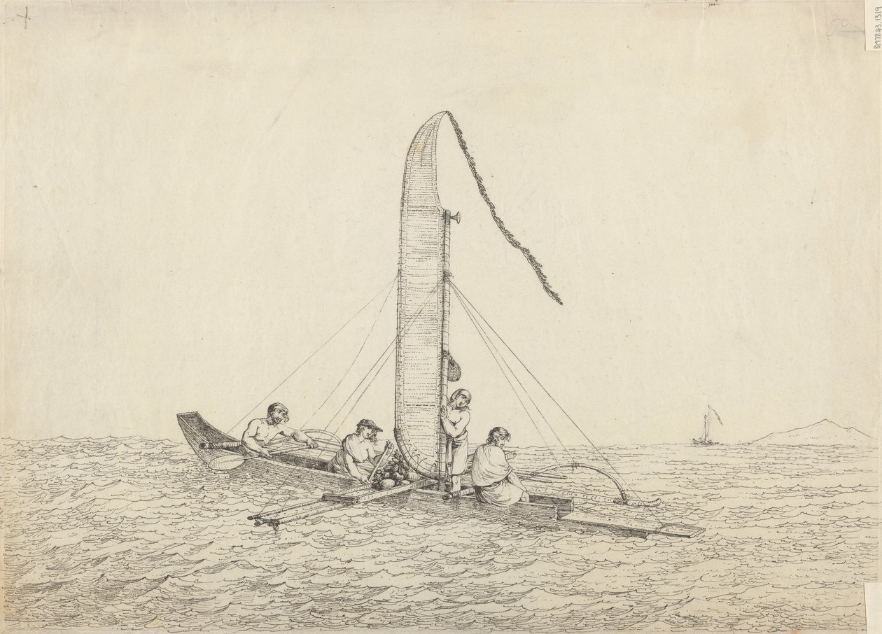 Uma canoa à vela de Otaheite de John Webber
