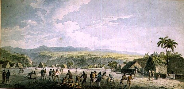 Uma vista para o interior em Atooi de John Webber