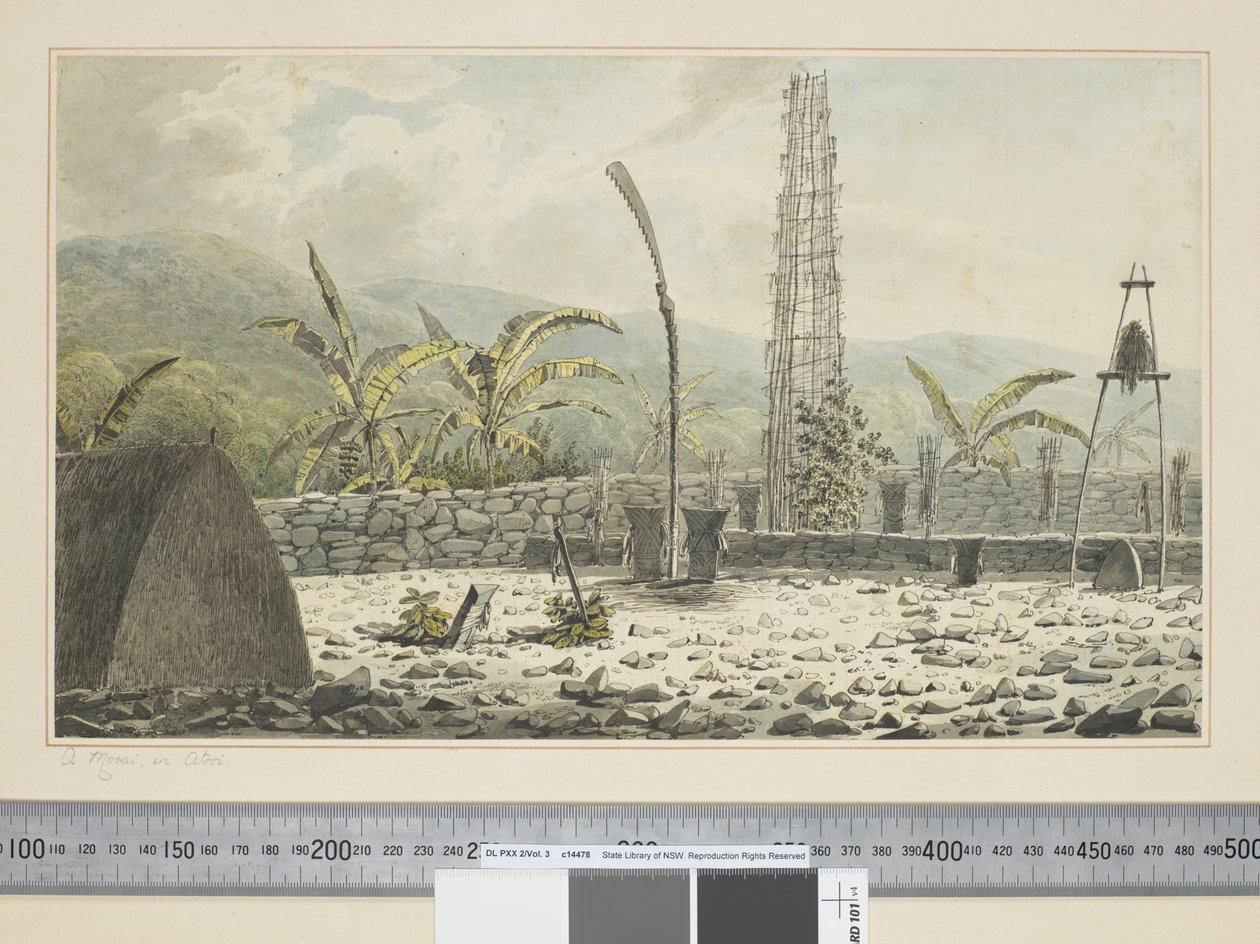 F.17 A Morai, em Atooi, c.1773-84 (aquarela) de John Webber