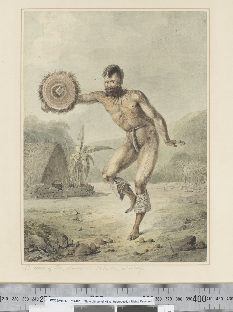 F.36 A Man of the Sandwich Islands, Dancing, c.1773-84 (aquarela) de John Webber