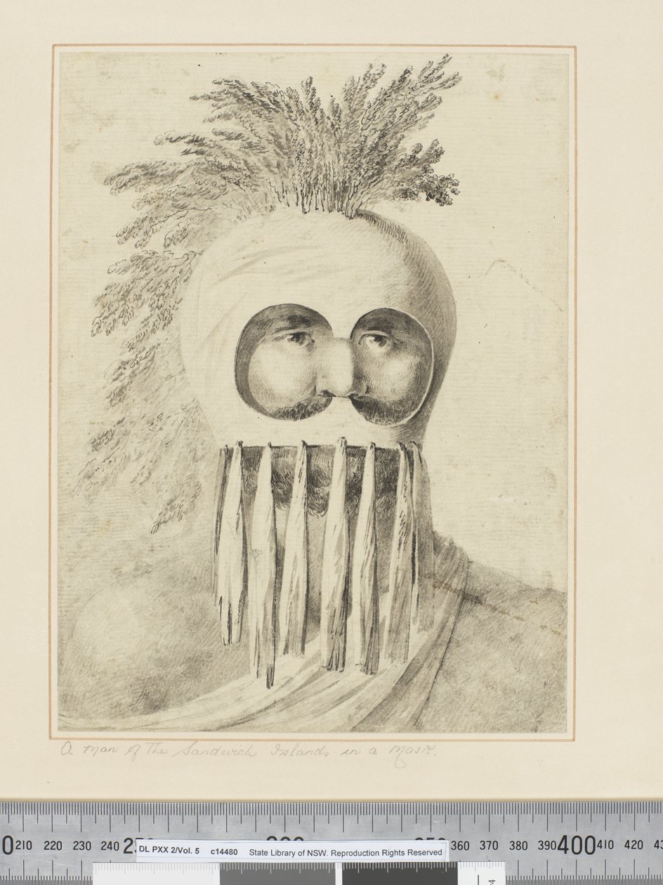F.38 Um Homem das Ilhas Sandwich numa Máscara, c.1773-84 (aguarela) de John Webber