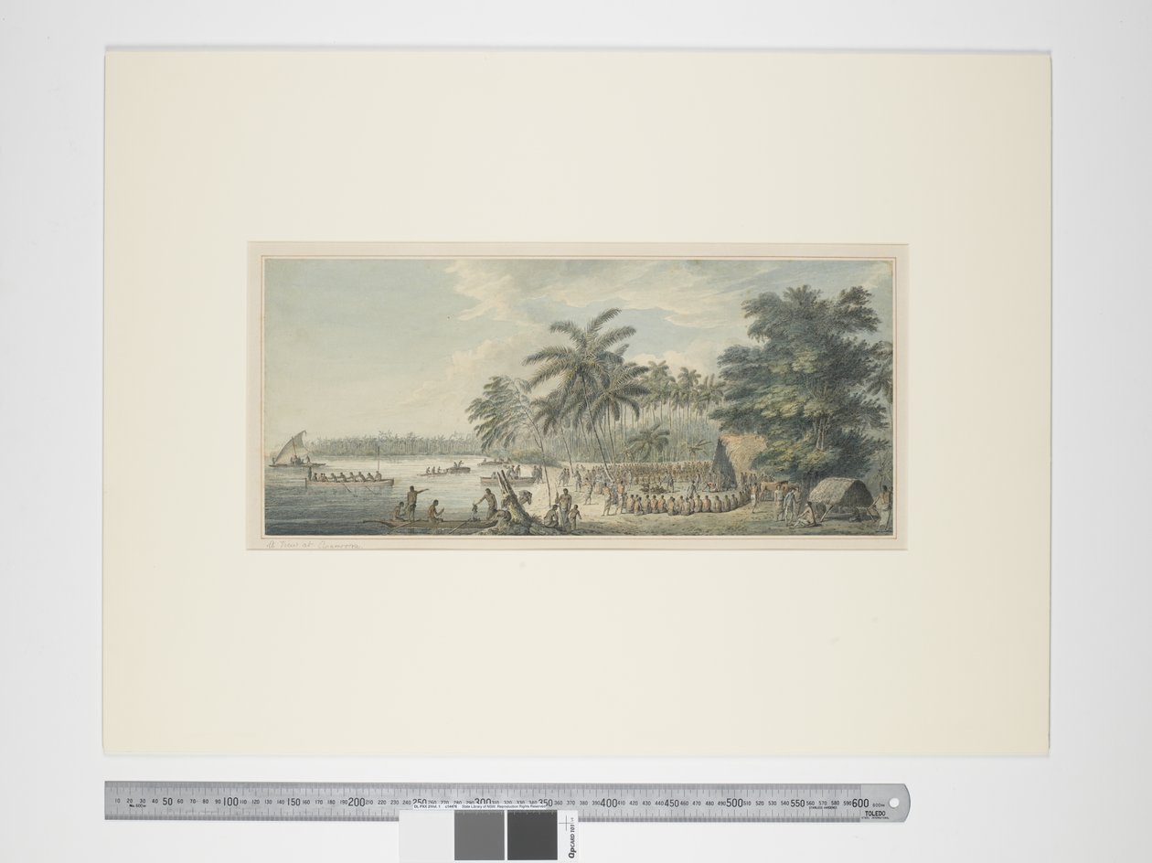F.3 Uma vista em Anamooka, c.1773-84 (aguarela e gravuras de impressão) de John Webber