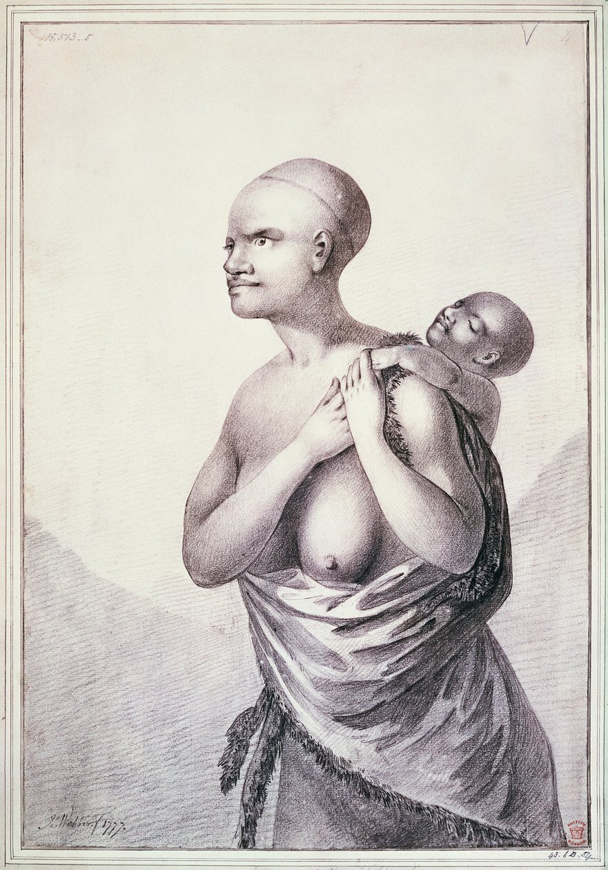 Mulheres nativas da Terra de Van Diemen, agora Tasmânia, janeiro de 1777, desenho de John Webber (1750-1793), Austrália de John Webber