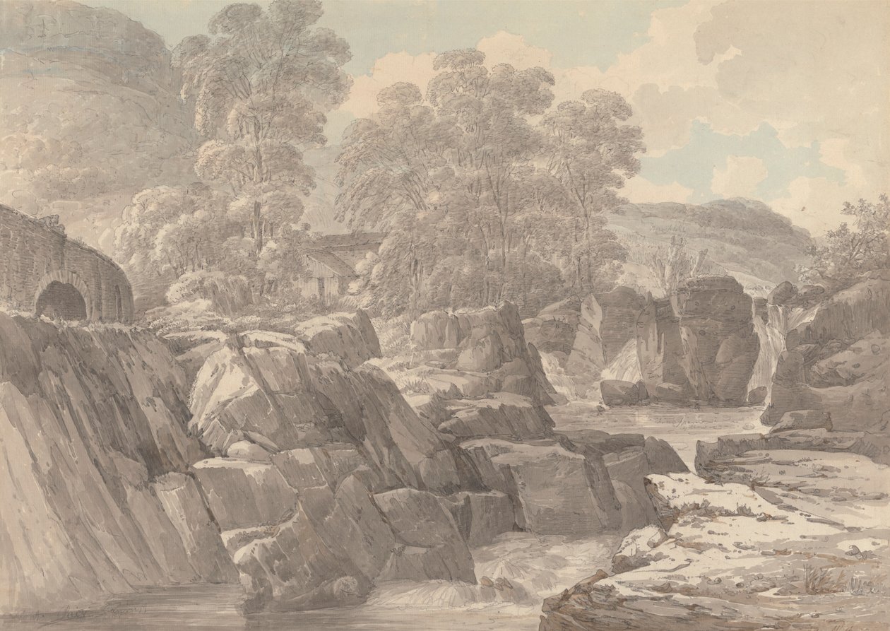 Pont-y-Pair no rio Llugwy perto de Betws-y-Coed, Denbigh de John Webber