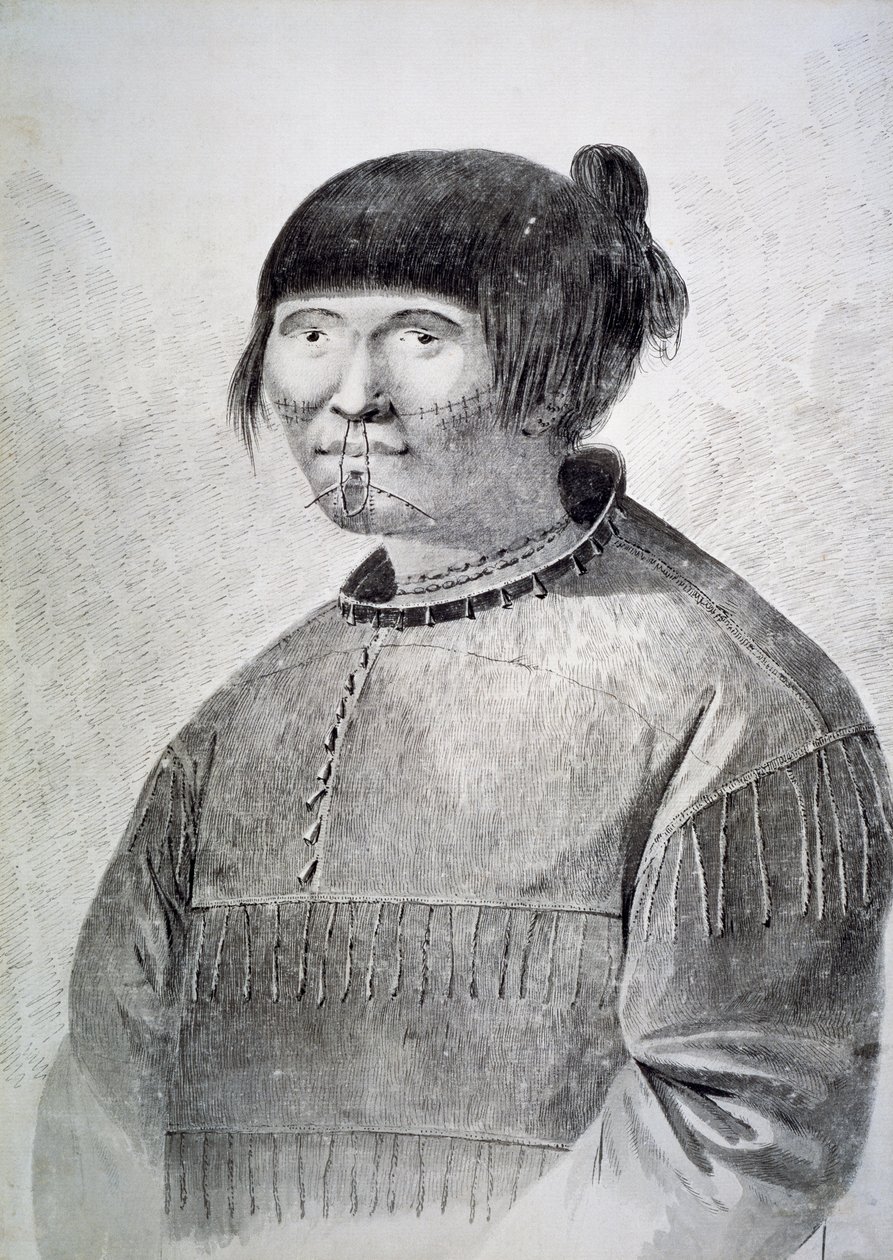 Retrato de Tatuado nativo da ilha de Unalaska de John Webber