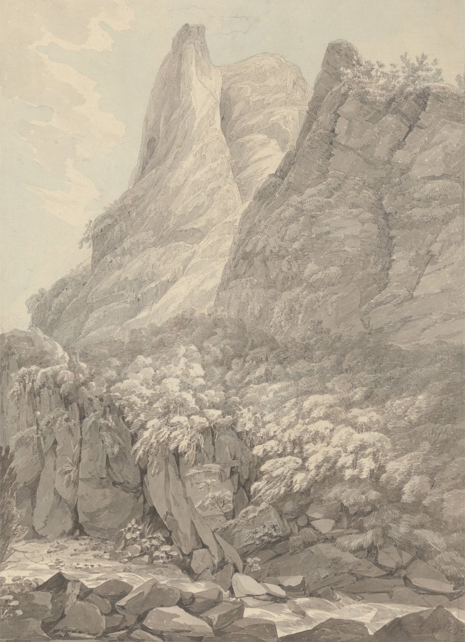 Thurshouse Tor visto do rio Manifold, Derbyshire de John Webber