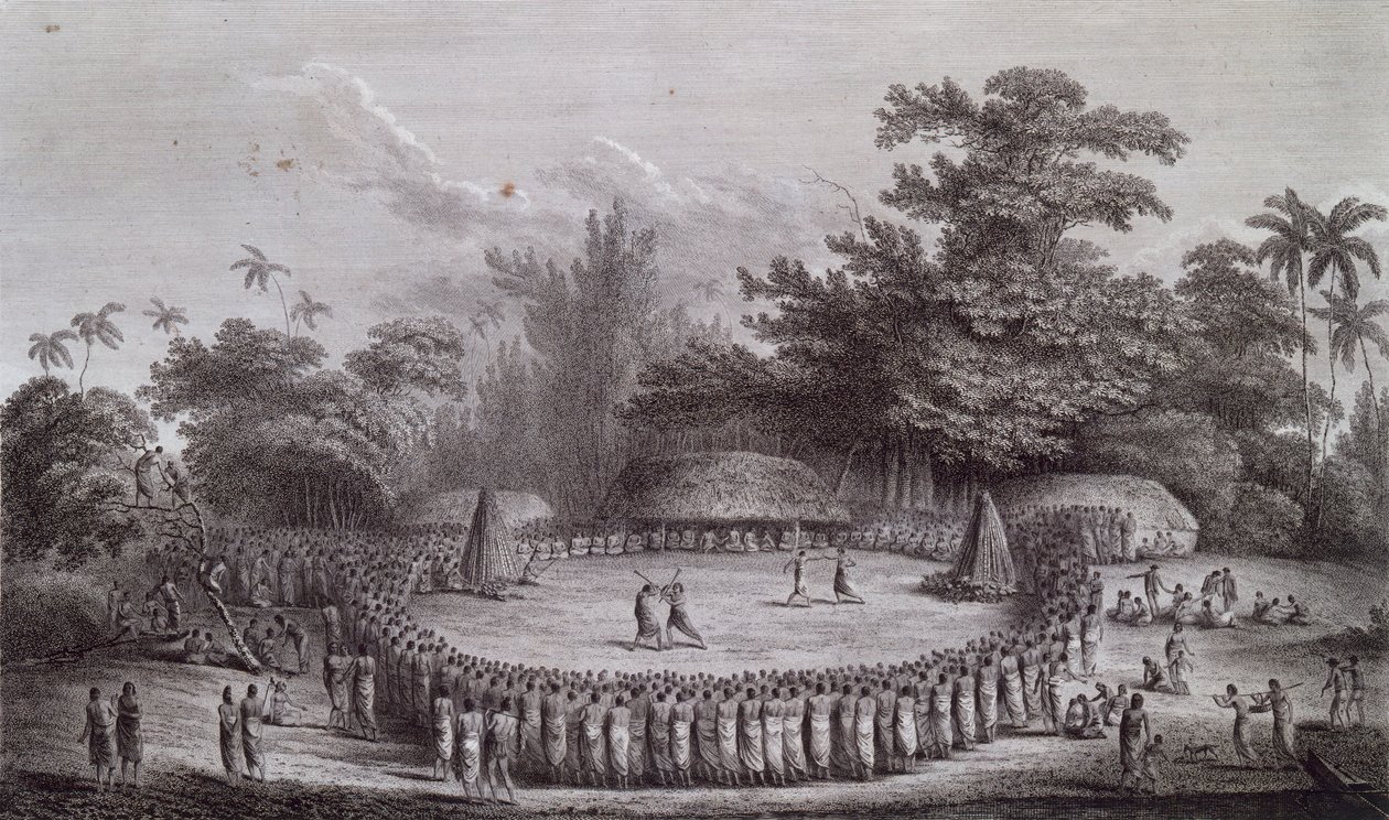 Ilhas Tonga: Cerimônia de boas vindas para o Capitão James Cook de John Webber