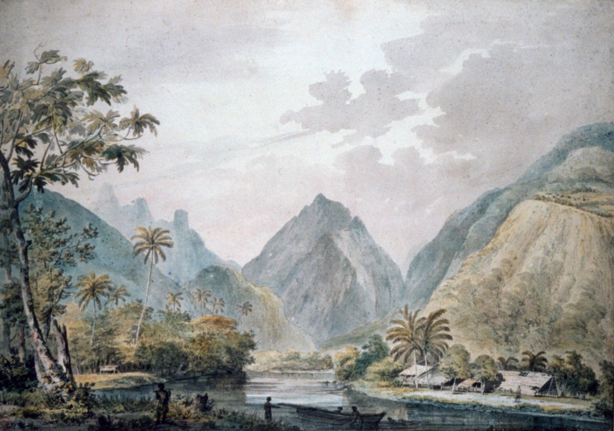 Vista do vale de Vaitepiha, Tahiti, 1777 de John Webber