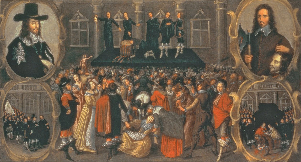 Uma representação de testemunha ocular da execução do Rei Carlos I em 1649 (óleo sobre tela) (ver 617397 para detalhes) de John Weesop