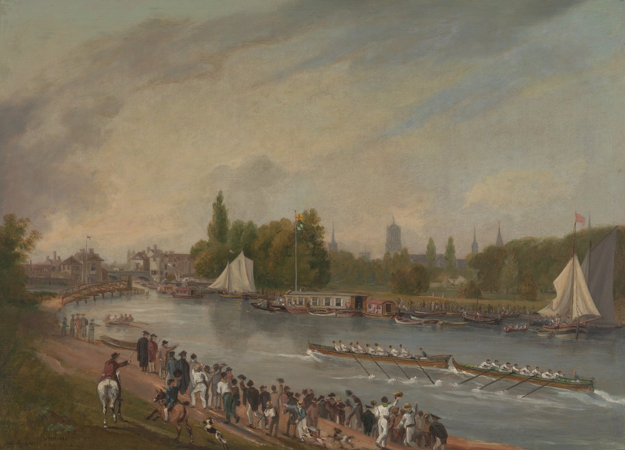Uma corrida de barcos no rio Isis, Oxford, 1822. de John Whessell