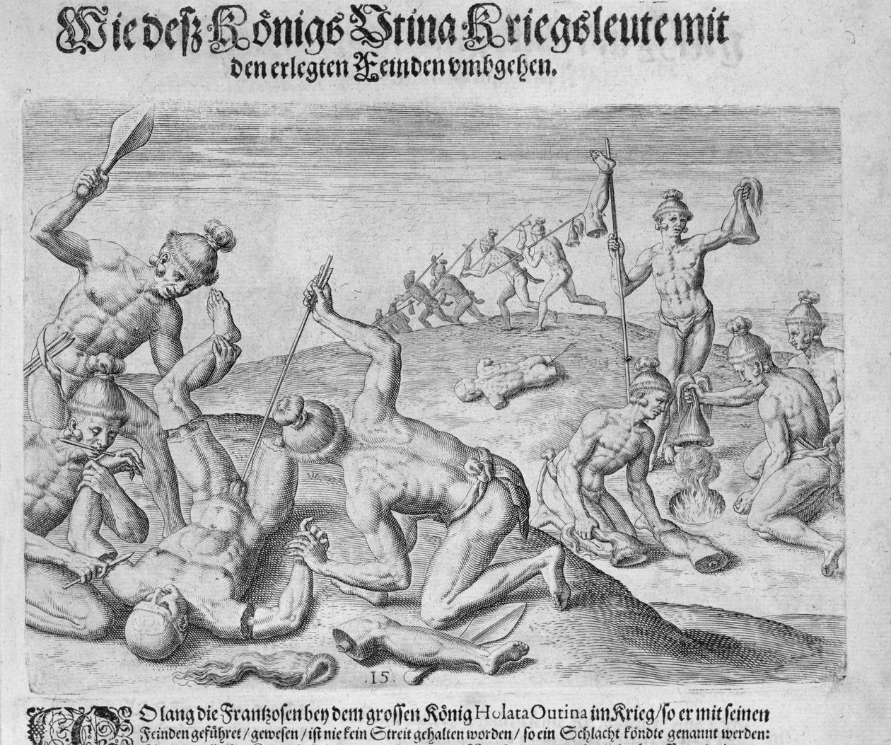 Canibalismo, gravado por Theodor de Bry (1528-98) de John White