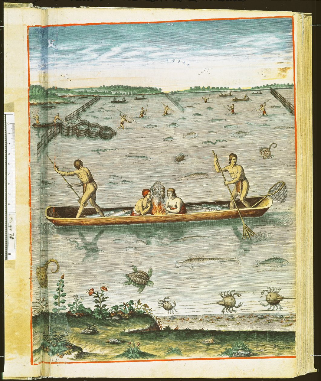 Como os índios pegam seus peixes, de &39;Admiranda Narratio ...&39;, gravada por Theodore de Bry (1528-98) 1590 (ver também 110123 e 111664) de John White