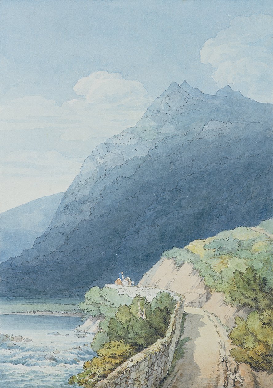O dardo em Holne Chase, Devon (wc, caneta e tinta) de John White Abbott