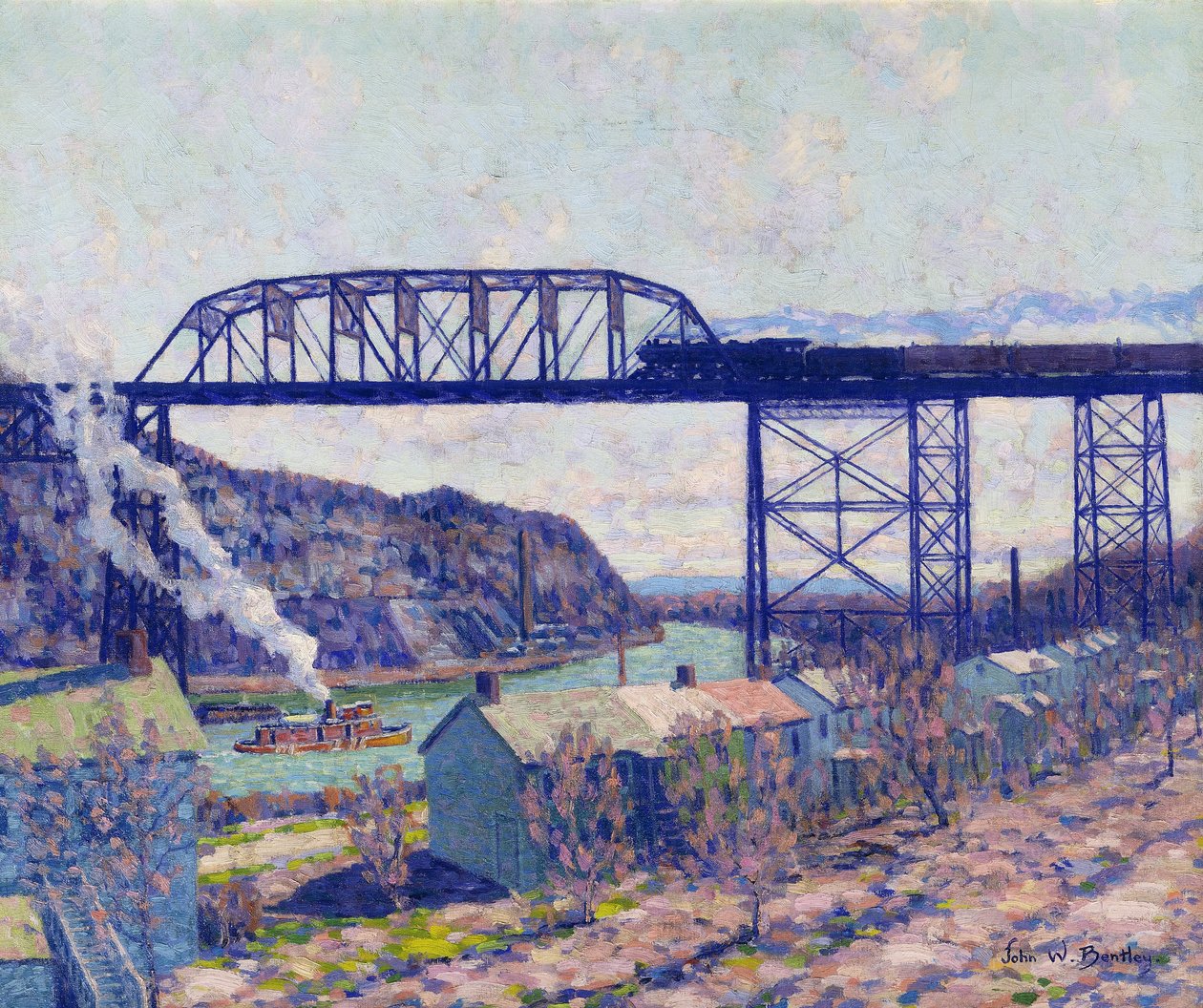Sobre o Rondout (óleo sobre tela) de John William Bentley