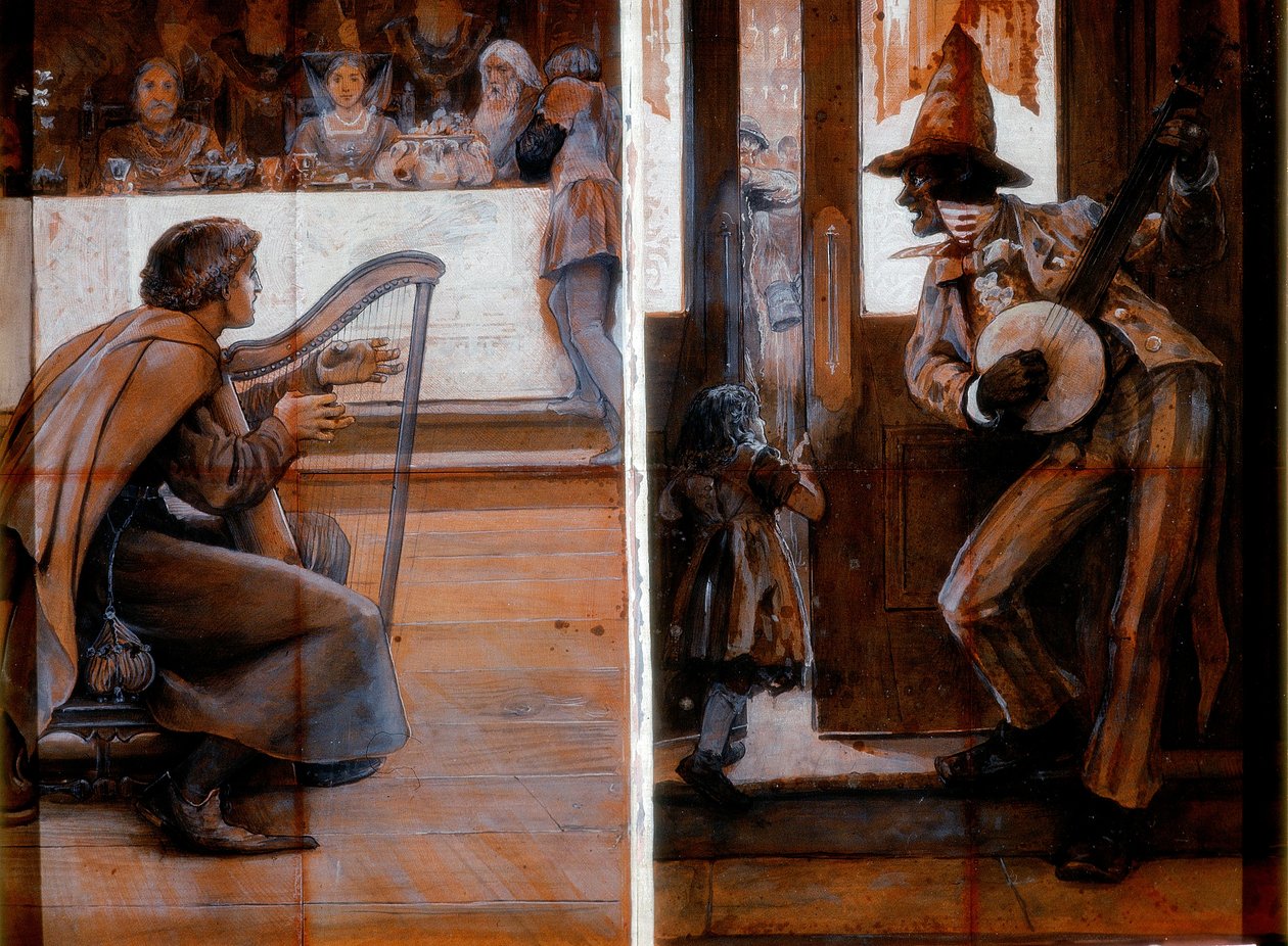 Minstrelsy, como era - e para o que chegou (bodycolour, pencil und wc no papel) de John William Brown