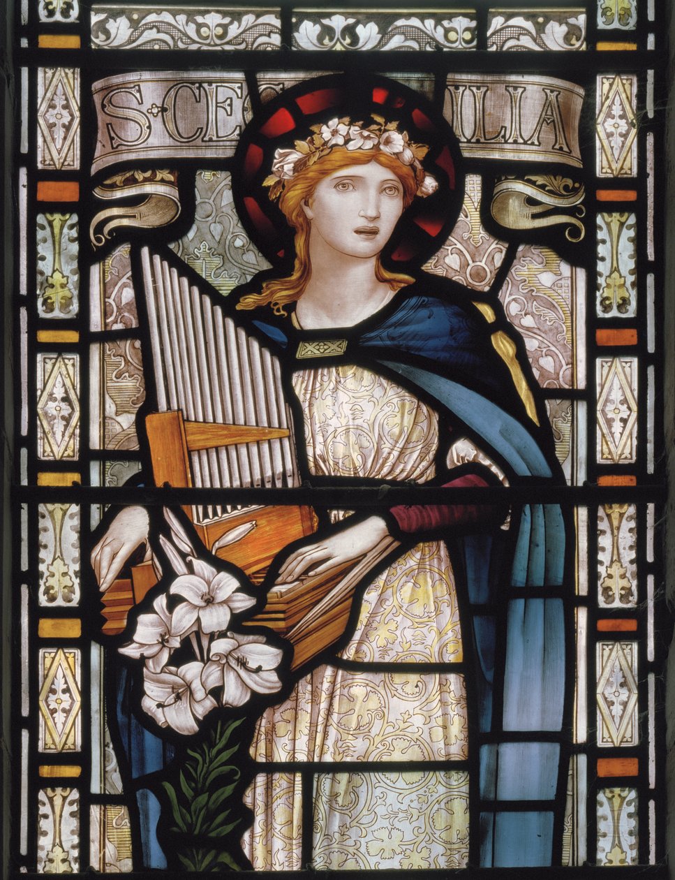 Santa Cecília, 1890 (vitral) de John William Brown