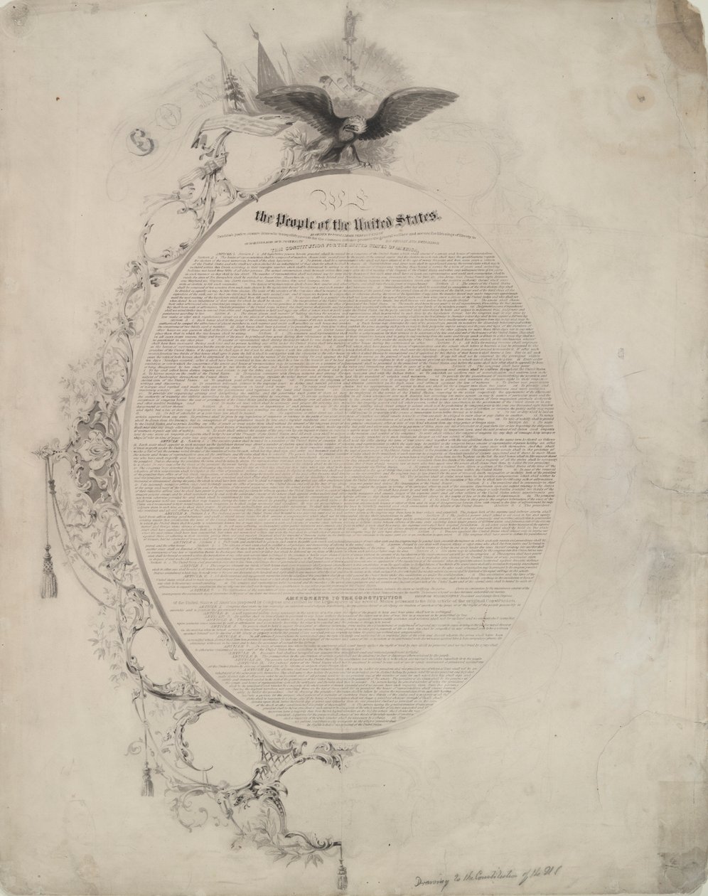 Desenho para a Constituição dos Estados Unidos de John William Casilear