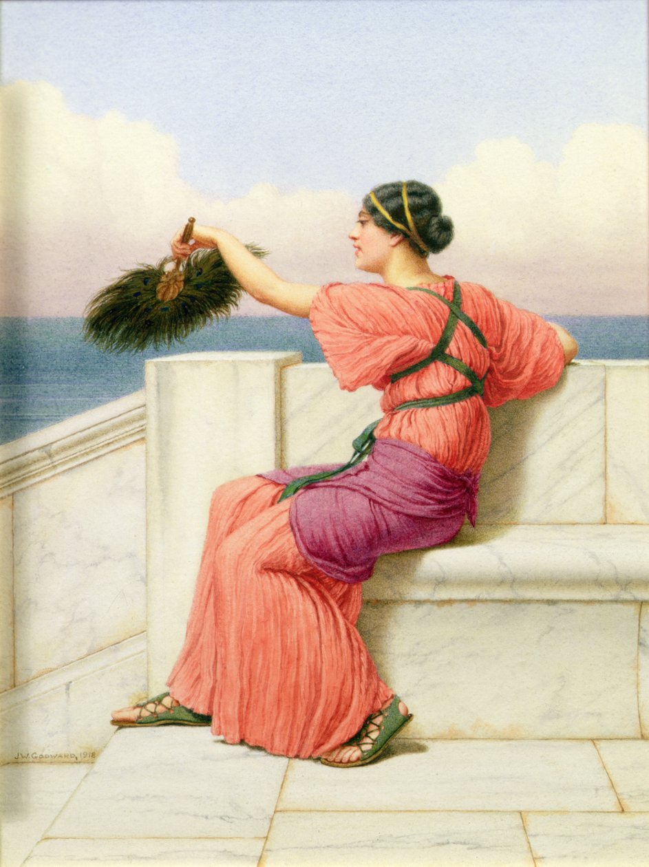 A Classical Beauty by Sea (óleo sobre tela) de John William Godward