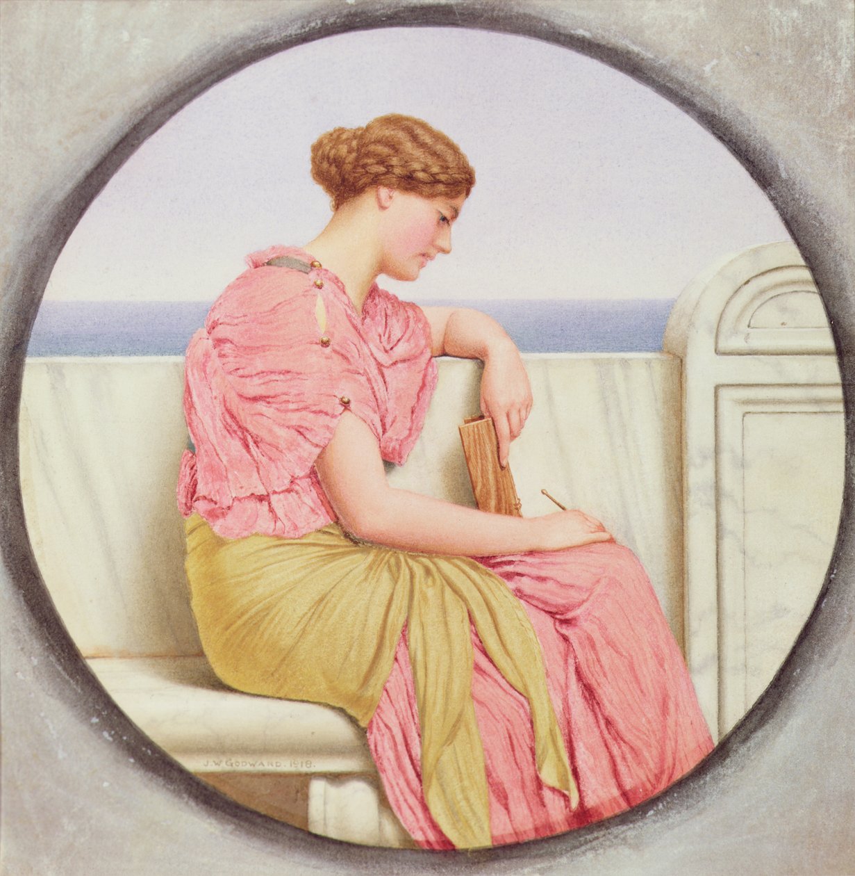 Reflexões, 1918 (wc no papel) de John William Godward