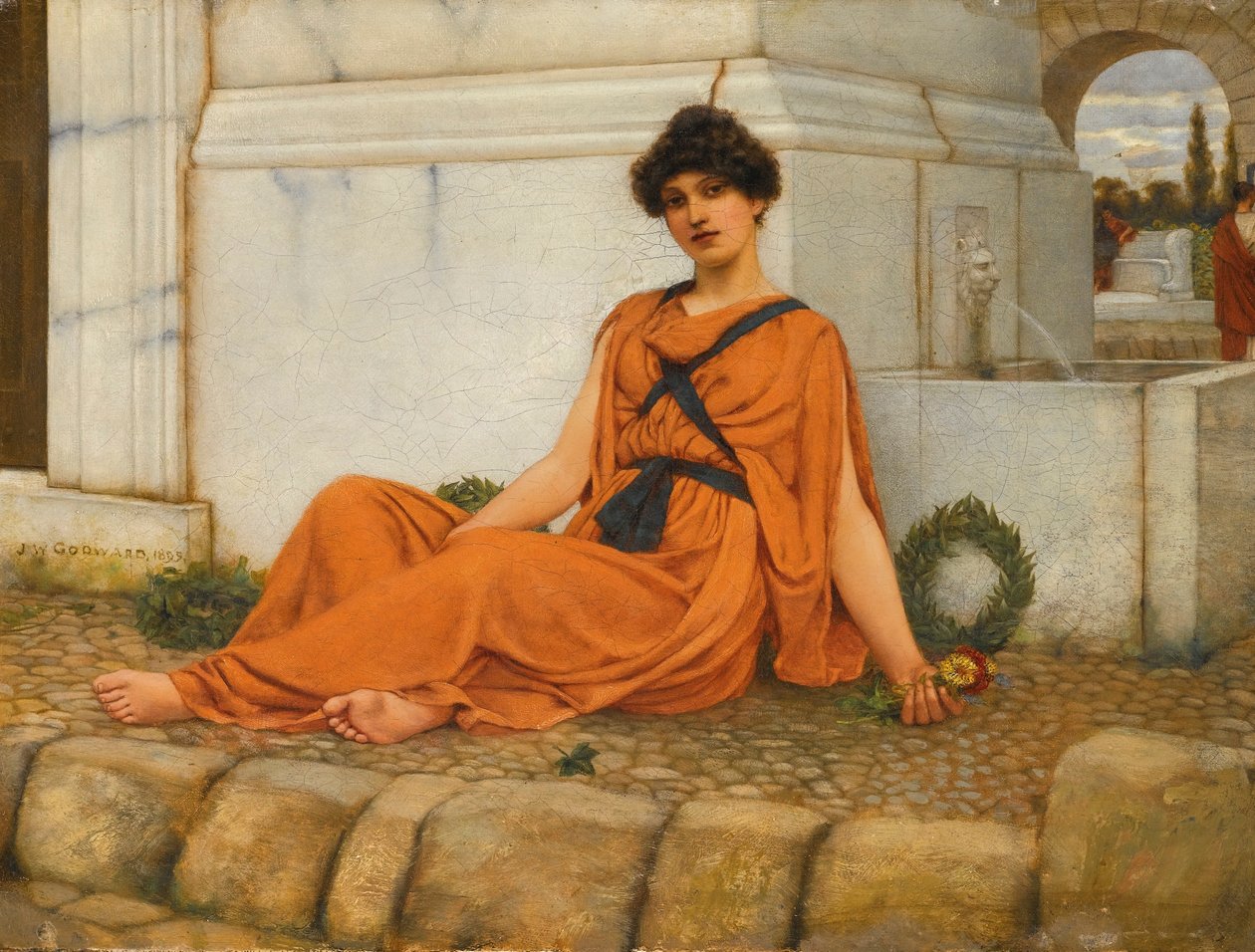Repose, a rapariga das flores de John William Godward