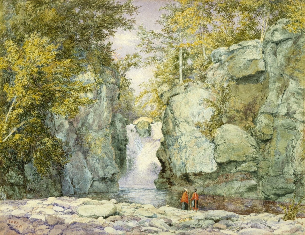Fawns Leap, Montanhas Catskill, 1867 (wc no papel) de John William Hill
