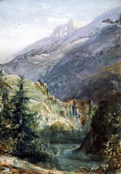 On the Road of Sepey, Switzerland (aguarela e guache sobre papel) de John William Inchbold