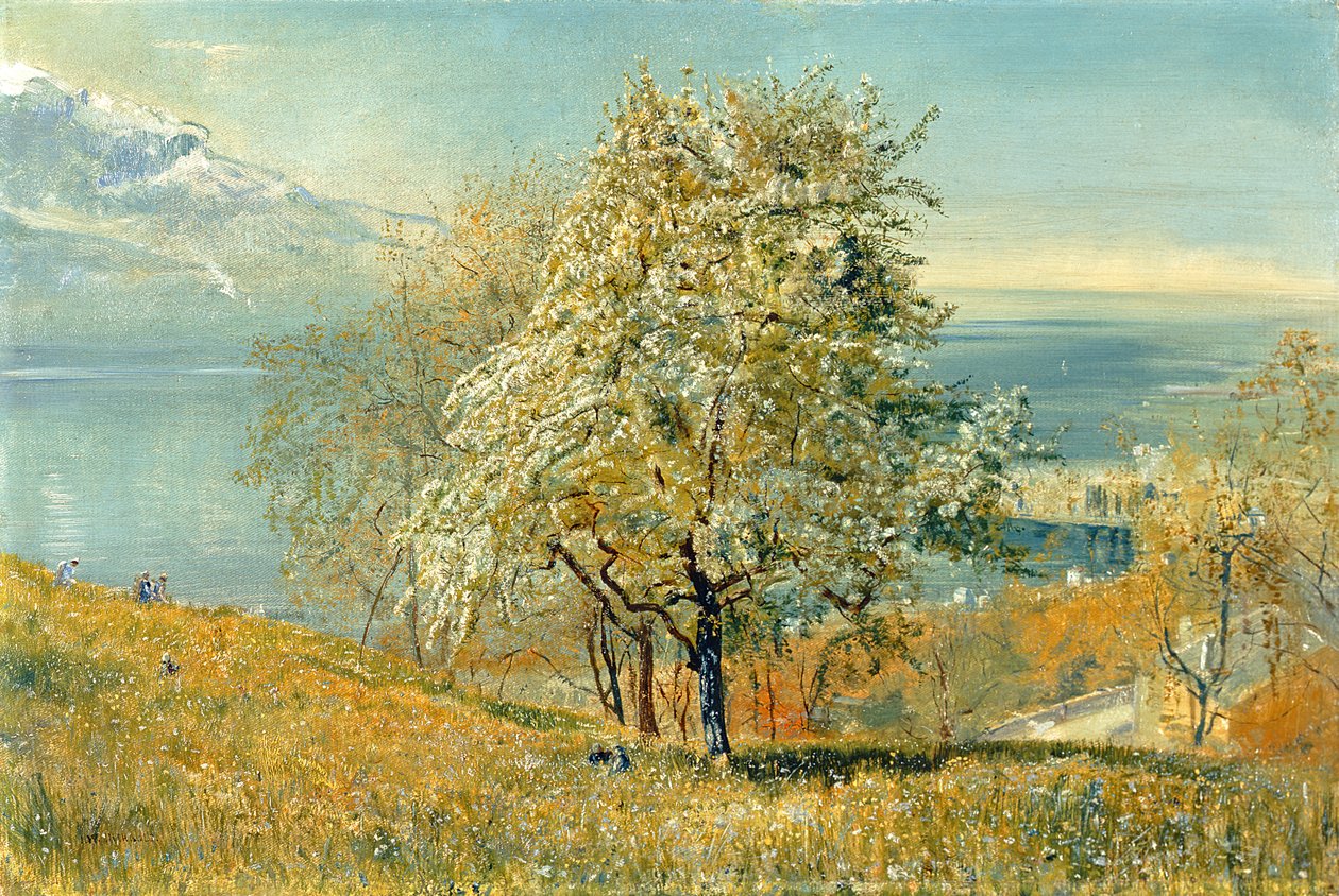 O Lago de Genebra, c.1880-1882 (óleo sobre tela) de John William Inchbold