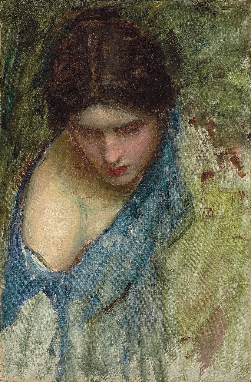 Ninfas Encontrando a Cabeça de Orfeu: um esboço da ninfa à esquerda de John William Waterhouse