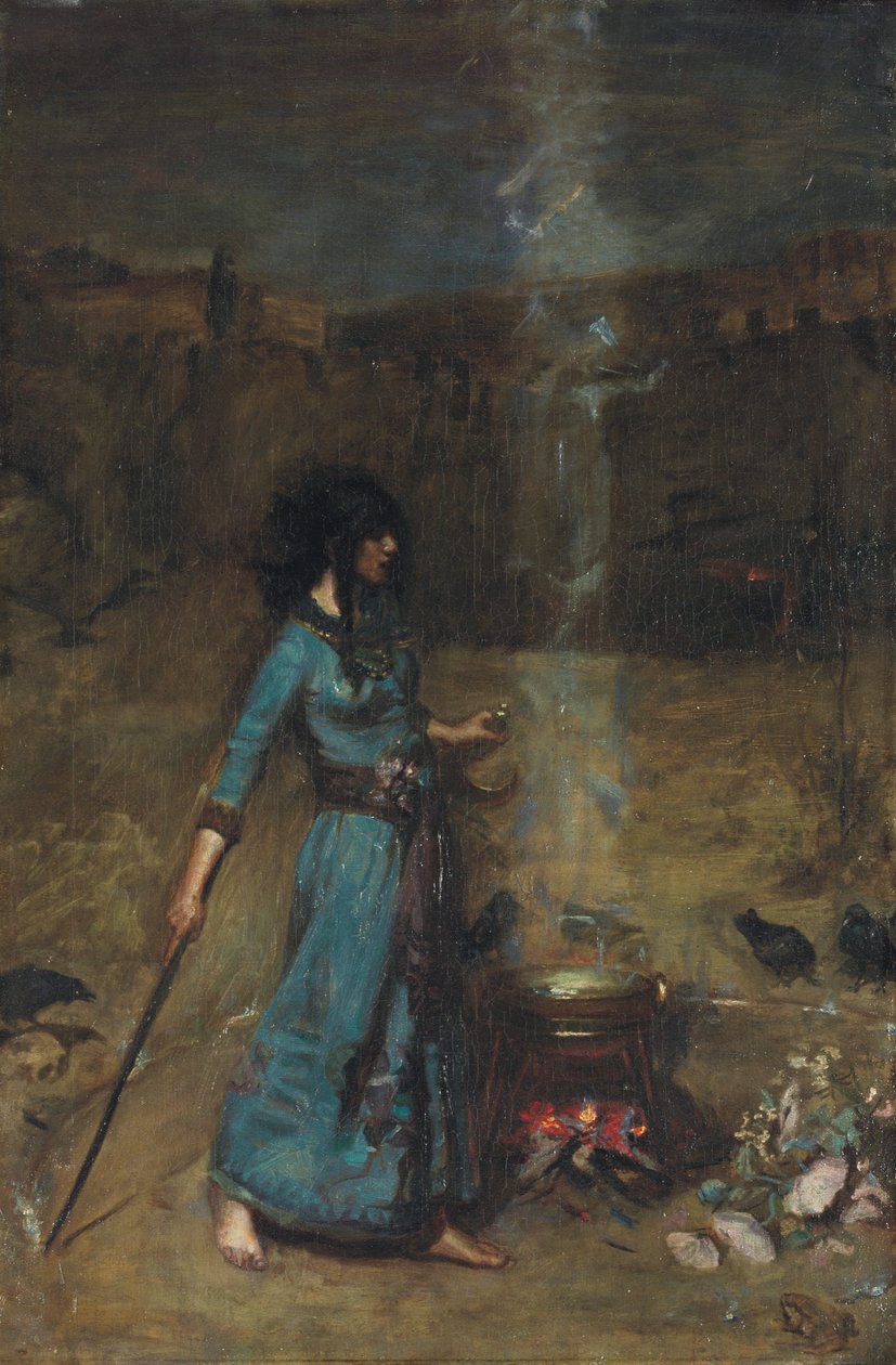 Estudo para o círculo mágico, 1886 de John William Waterhouse