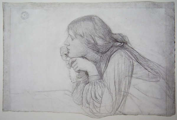 Estudo de uma figura feminina com Rosário de John William Waterhouse