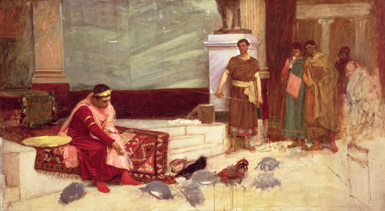 Os Favoritos do Imperador Honório (384-423 DC) (óleo sobre tela) de John William Waterhouse
